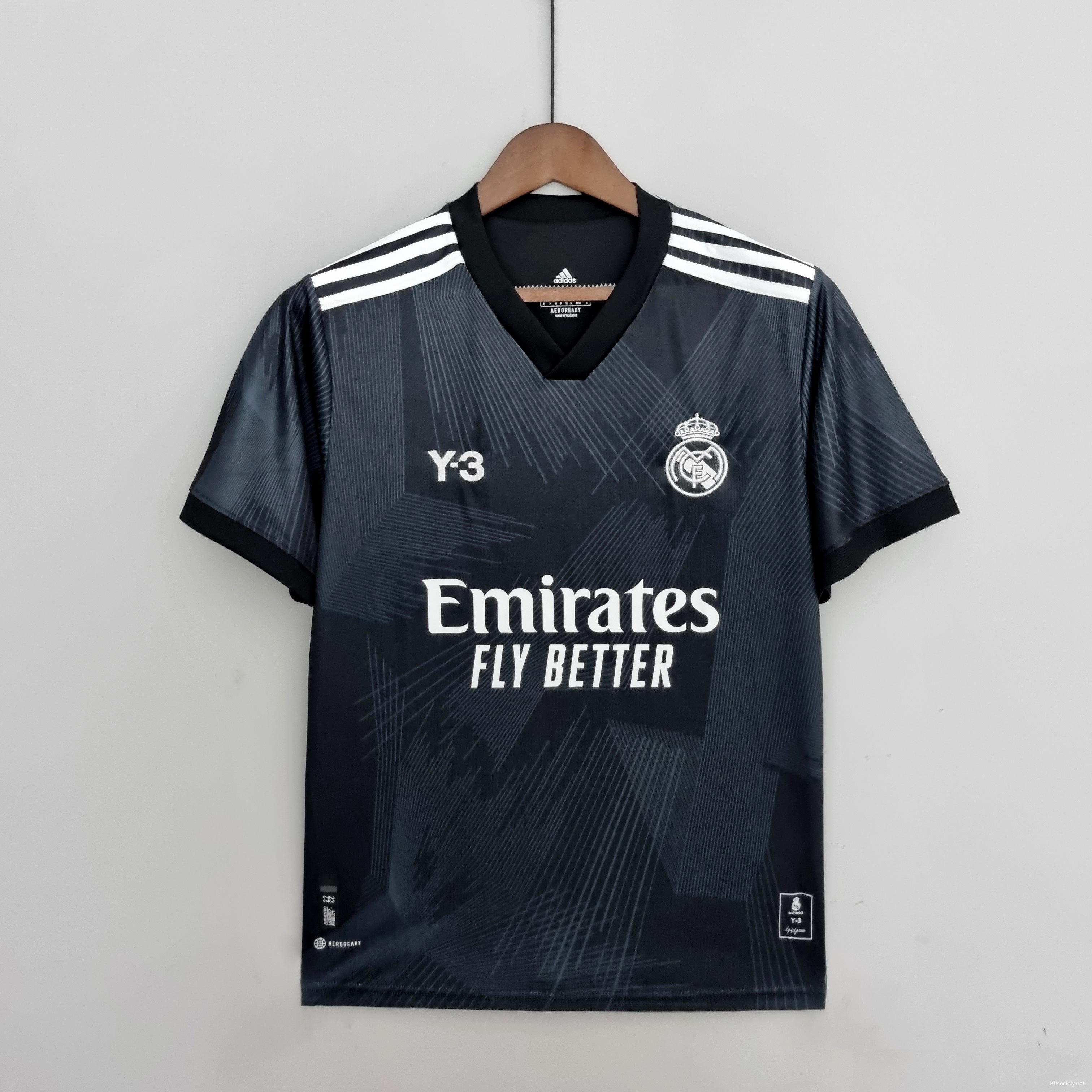 2022-2023 Y3 Real Madrid Black Cotton T-shirt,Real Madrid