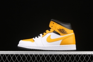 Air Jordan 1 Mid Green Yellow AJ White Green Yellow Seattle SuperSonics  554724-371 - Kitsociety