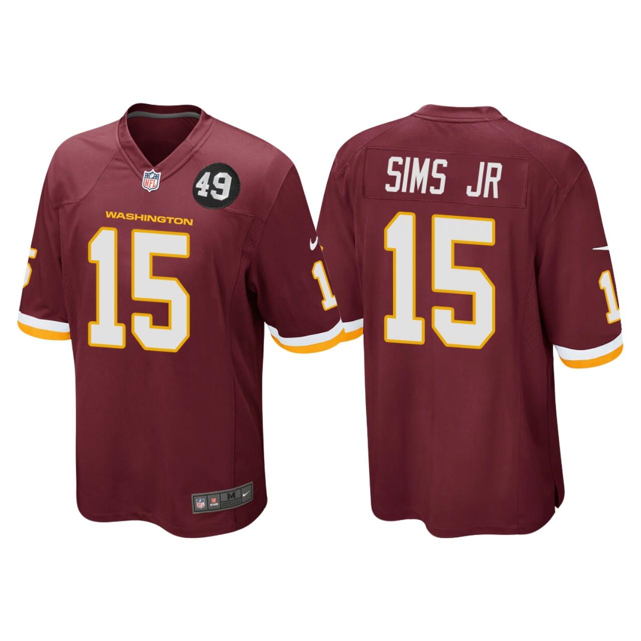 Men's #15 Steven Sims Jr. Burgundy Bobby Mitchell Uniform Patch Player  Limited Team Jersey - Kitsociety