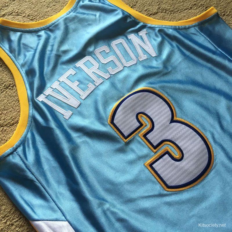 Men's Allen Iverson Blue Retro Classic Team Jersey - Kitsociety