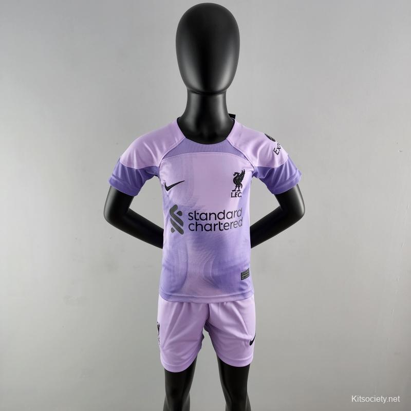 22/23 Liverpool Kids Kit Goalkeeper Purple Size 16-28 - Kitsociety