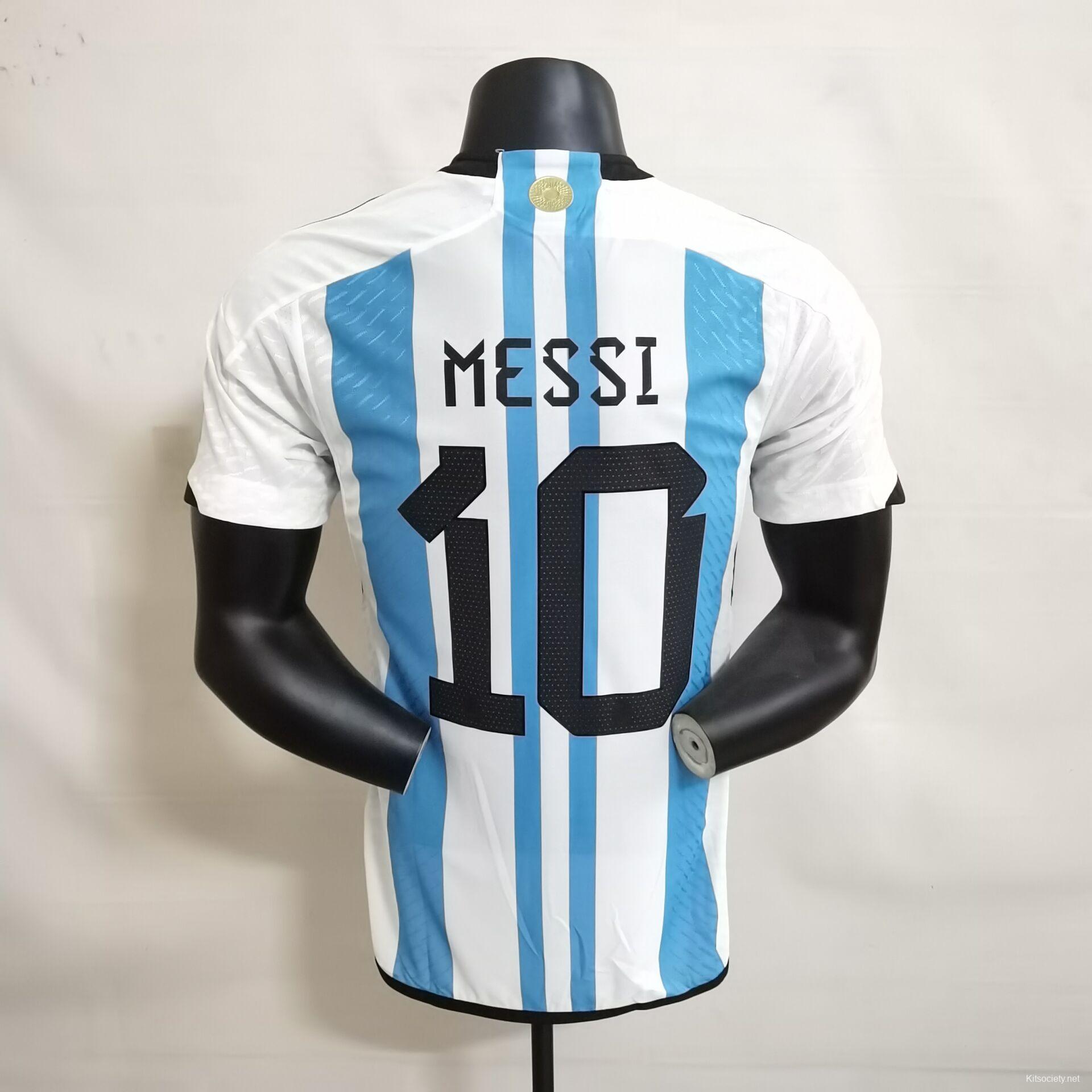 Argentina Home Messi Finalissima Jersey Full Patch 2022 ( Player Version) by FutbolWorldShop