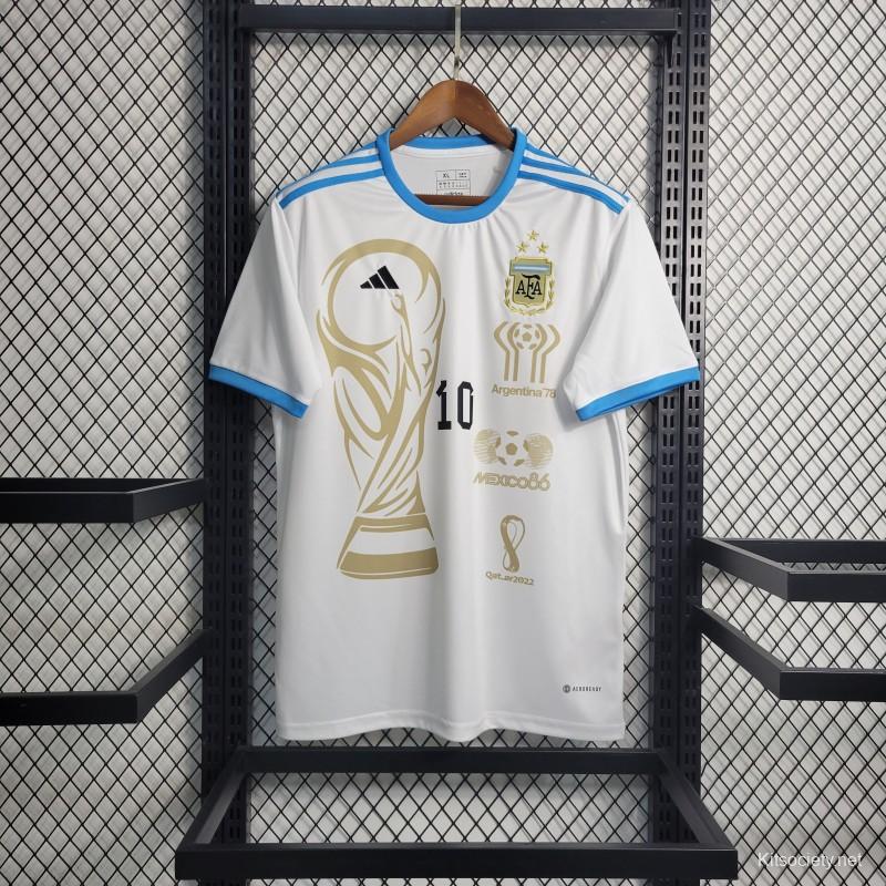 Player Version 3 Stars 2022 Argentina MESSI #10 Home Jersey With World Cup  Champion Patches - Kitsociety